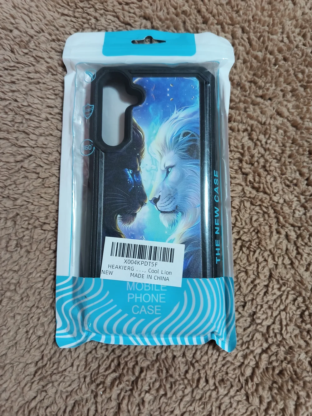 Black Phone Case with Blue Lion Artwork — Protective Slim Cover